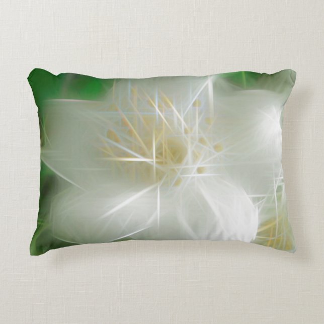 White Shiny Jasmine Decorative Cushion (Front)