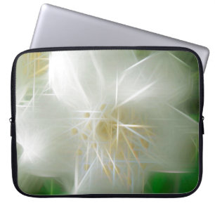 White Shiny Jasmine Laptop Sleeve