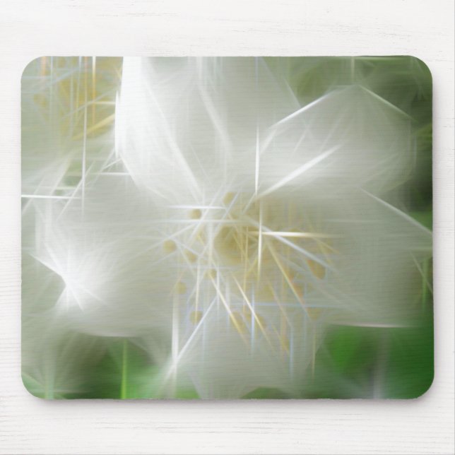 White Shiny Jasmine Mouse Mat (Front)