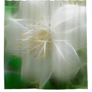 White Shiny Jasmine Shower Curtain