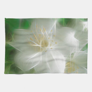 White Shiny Jasmine Tea Towel