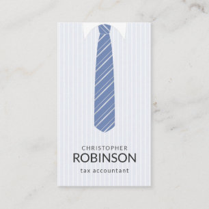 White Shirt and Custom Colour Blue Tie Accountant Business Card