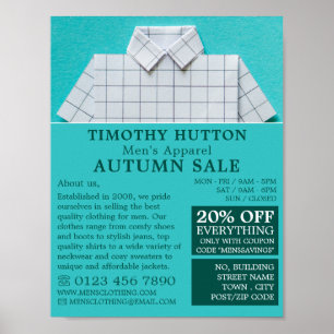 White Shirt, Men's Clothing Store Advertising Poster