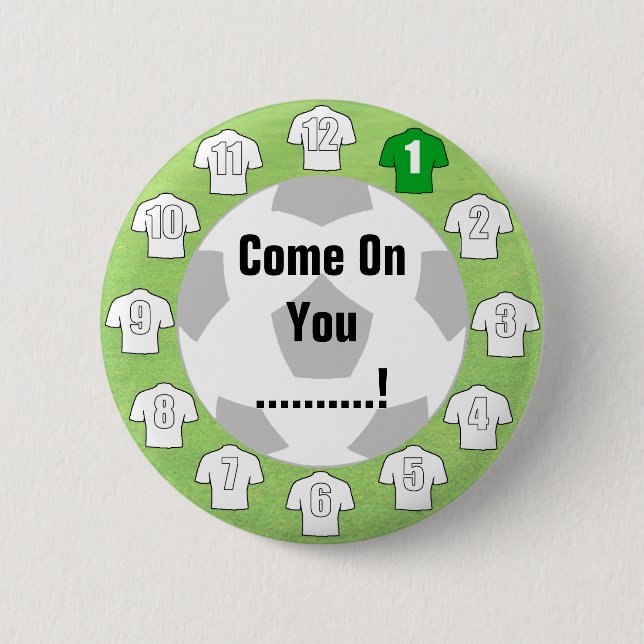 White Shirts. Football Fan Button Badge (Front)