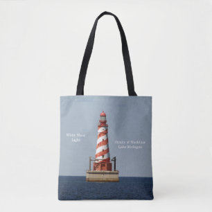 White Shoal Light all over tote bag
