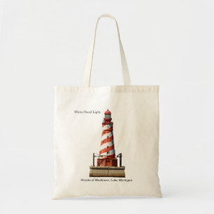 White Shoal Lighthouse cut out tote bag