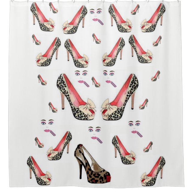 white shoe leopard showercurtain shower curtain (Front)