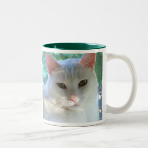 White short hair cat mug with verse