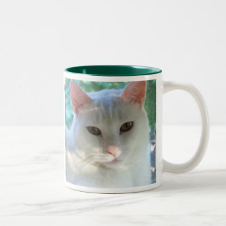 White short hair cat mug with verse