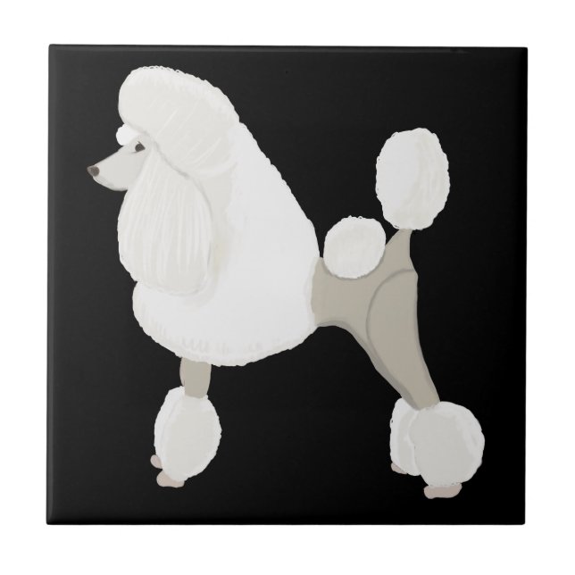 White Show Poodle Tile (Front)