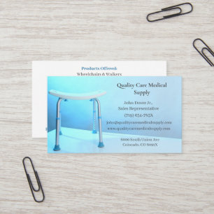White Shower Chair Equipment Medical Senior Care Business Card