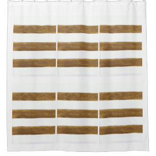 White Shower Curtain with Gold Stripes