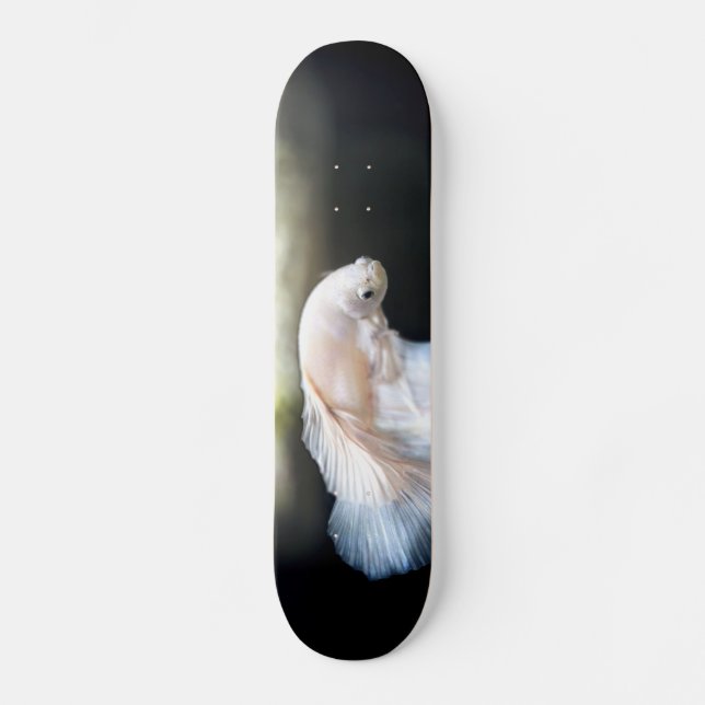 White Siamese Fighting Fish Skateboard (Front)