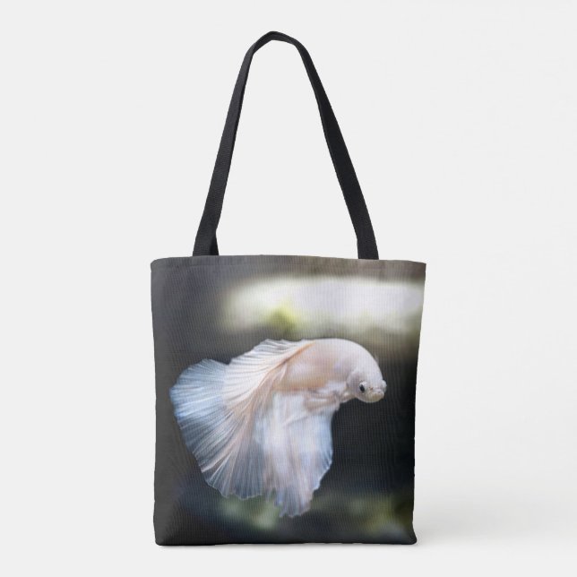 White Siamese Fighting Fish Tote Bag (Back)