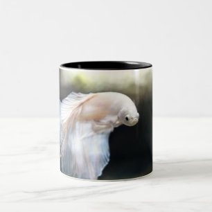White Siamese Fighting Fish Two-Tone Coffee Mug