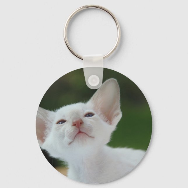 White Siamese kitten Key Ring (Front)