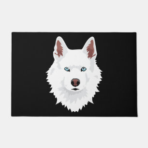White Siberian Husky Canine - White Snow Dog Doormat