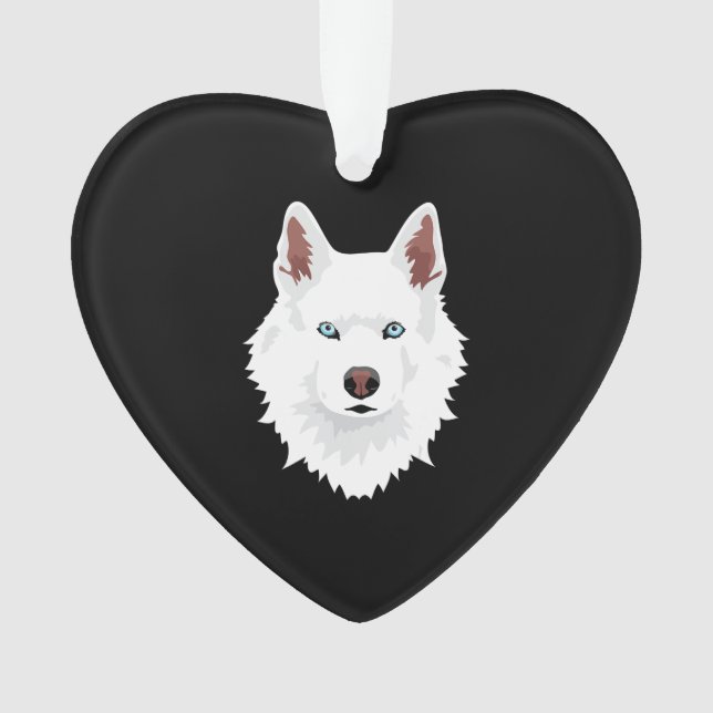 White Siberian Husky Canine - White Snow Dog Ornament (Front)