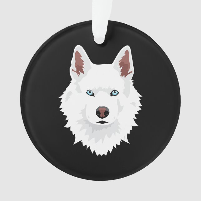 White Siberian Husky Canine - White Snow Dog Ornament (Front)