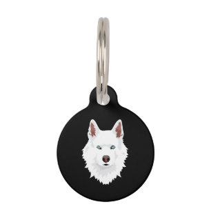 White Siberian Husky Canine - White Snow Dog Pet Tag