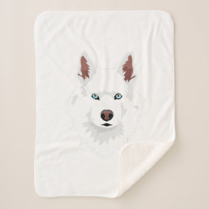 White Siberian Husky Canine - White Snow Dog Sherpa Blanket