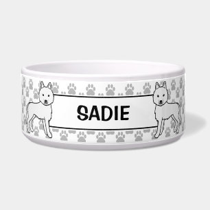 White Siberian Husky Cartoon Dogs With Pet's Name