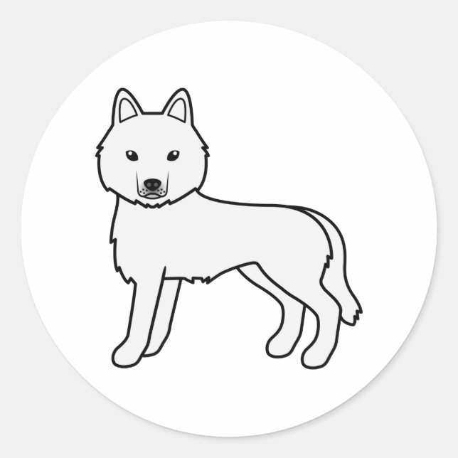 White Siberian Husky Cute Cartoon Dog Classic Round Sticker (Front)