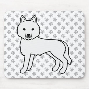 White Siberian Husky Cute Cartoon Dog Mouse Mat