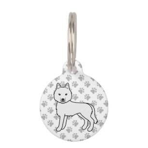 White Siberian Husky Cute Cartoon Dog Pet Tag
