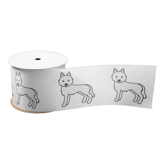White Siberian Husky Cute Cartoon Dog Satin Ribbon ...
