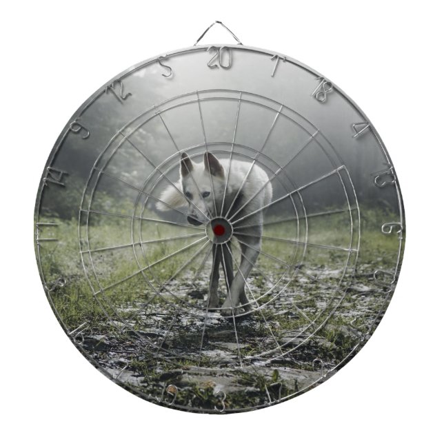 White Siberian Husky Dartboard (Front)