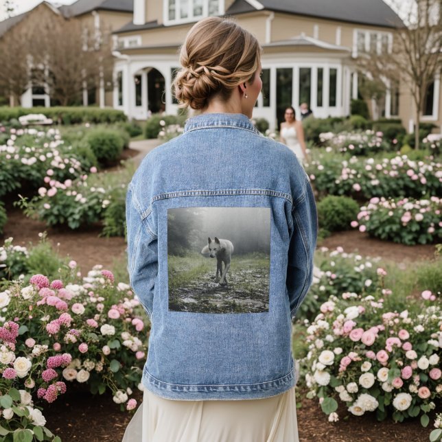 White Siberian Husky Denim Jacket (Wedding Back)