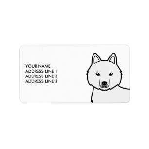White Siberian Husky Dog & Custom Text Label