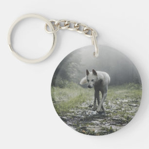 White Siberian Husky Key Ring