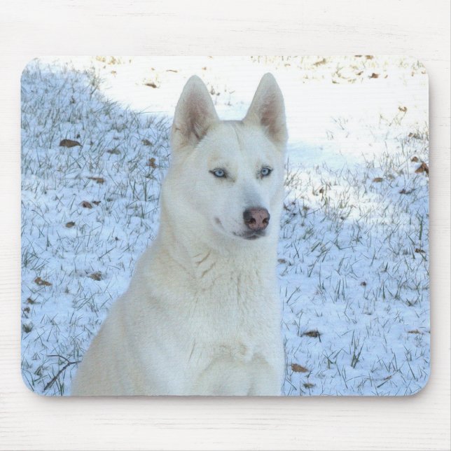 White Siberian Husky mousepad (Front)