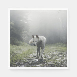 White Siberian Husky Napkin