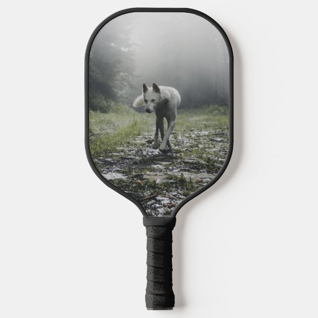 White Siberian Husky Pickleball Paddle (Front)
