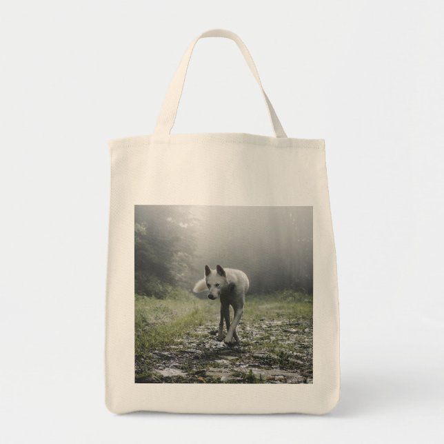 White Siberian Husky Tote Bag (Front)