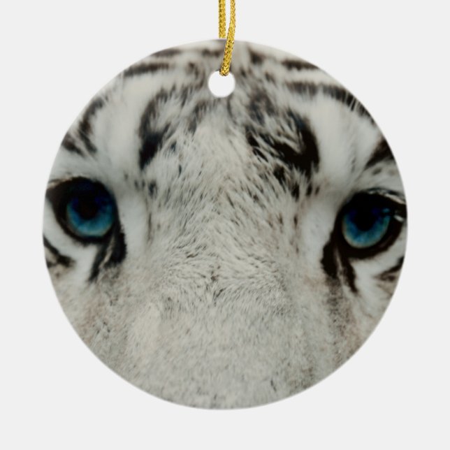 White Siberian Tiger Ceramic Tree Decoration (Front)