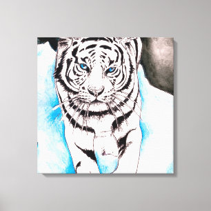 White Siberian Tiger Sow Canvas Print