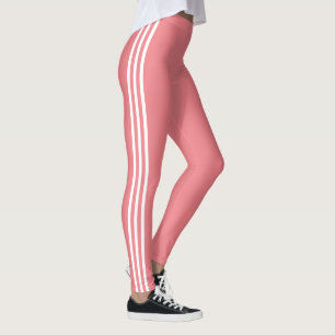 White Side Stripe Light Pink Leggings Your Colours