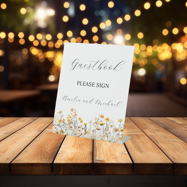 White Signature Script Guest Book Pedestal Sign (Creator Uploaded)