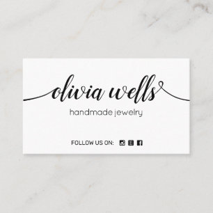 White Signature Script Social Media Networking  Business Card