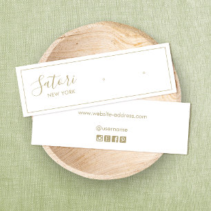 White Signature Script Stud Earring Display