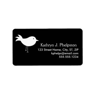 White Silhouette Bird Personalised Address Label