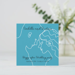 white silhouette doodle couple in love invitation
