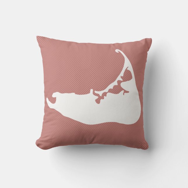 White Silhouette Map of Nantucket Island Cushion (Front)
