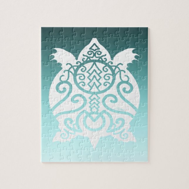 White Silhouette Snapper Turtle Jigsaw Puzzle (Vertical)