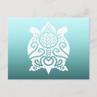 White Silhouette Snapper Turtle Postcard