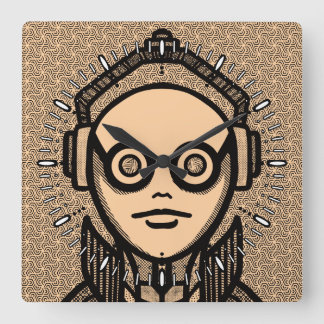 White silhuette on black Desk Mat Square Wall Cloc Square Wall Clock